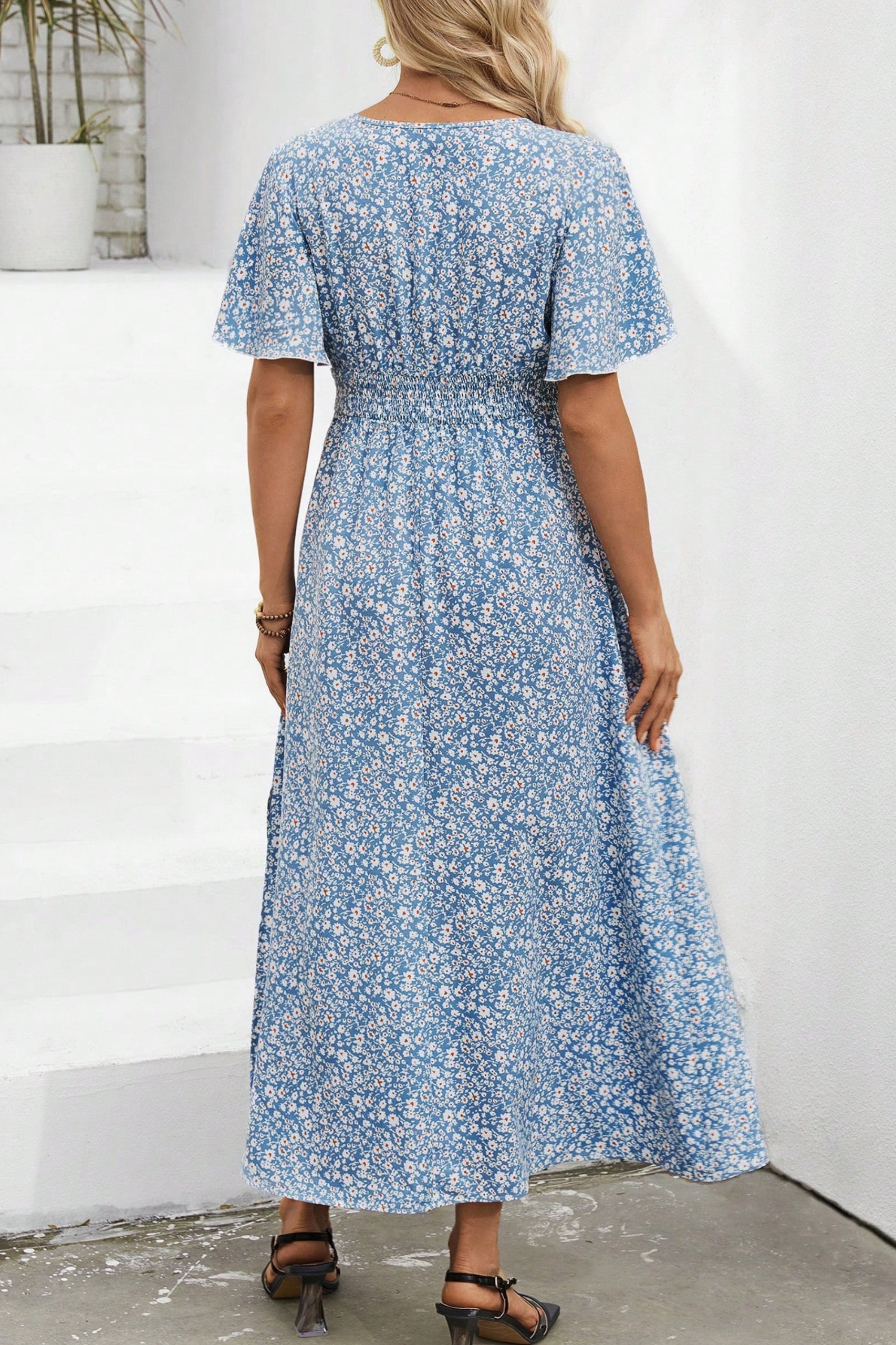 Vestido gestação floral manga gode